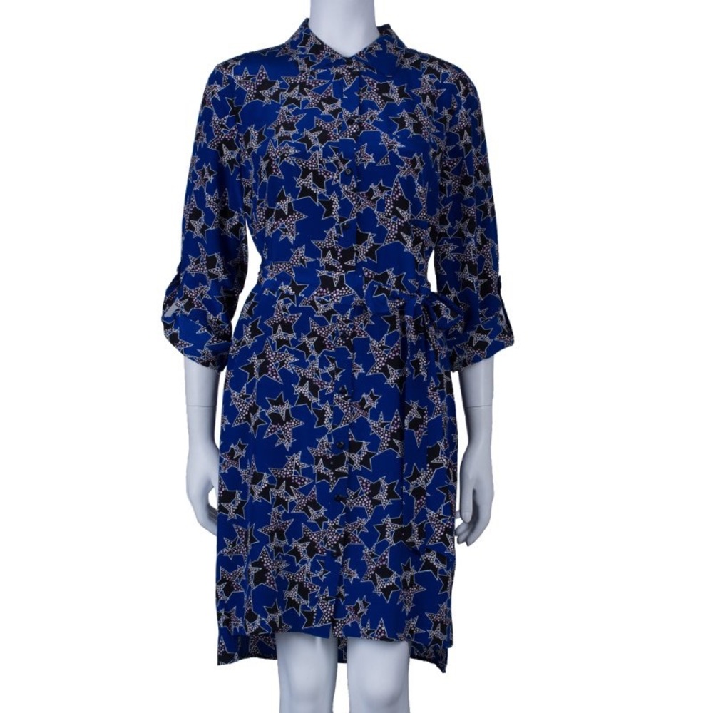 DVF silk shirt dress with belt sz 6